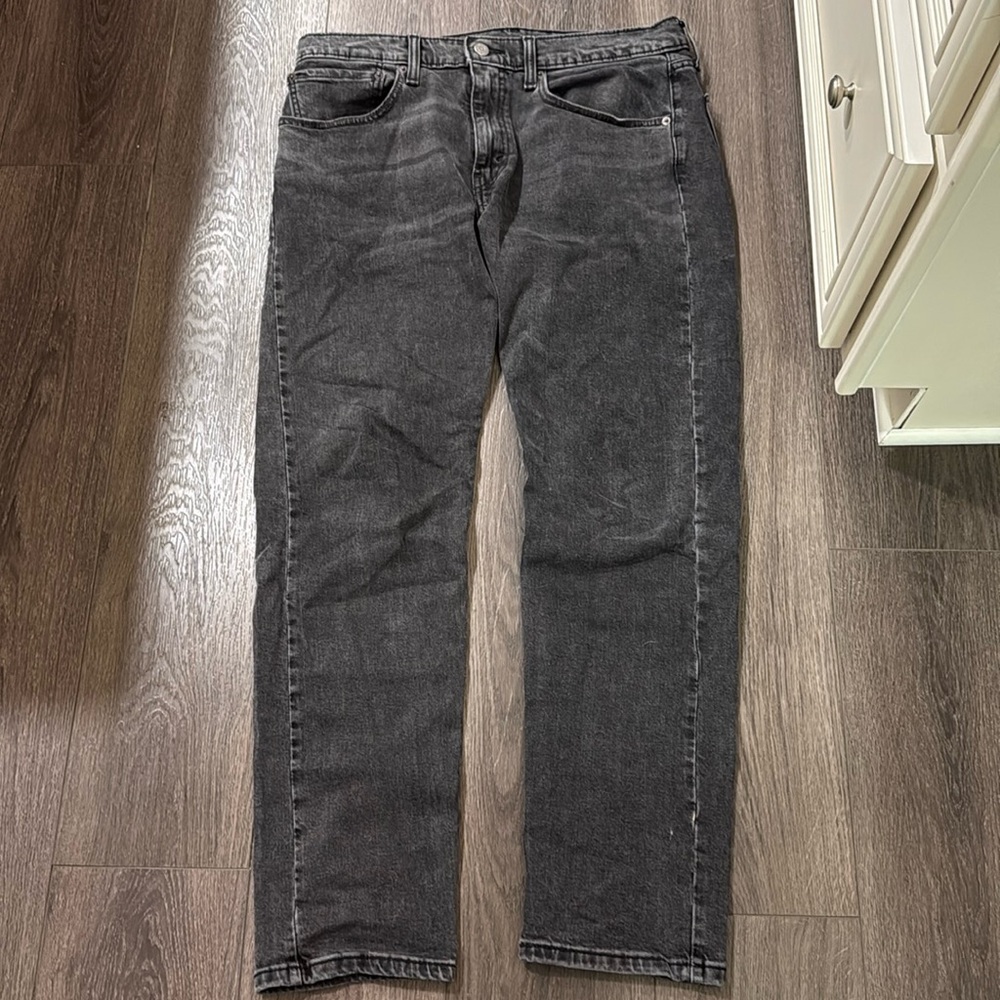Levi 502 Men’s Straight Jeans, Washed Black color, 34x32, good condition
